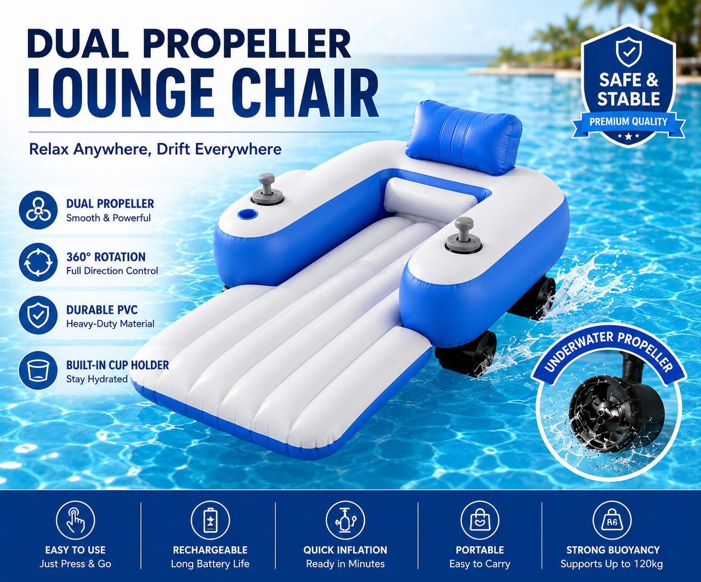 Electric Inflatable Pool Lounge Float
